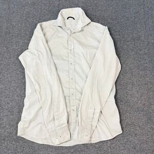 Ploumanac'h Mens Slim Fit Voile Shirt Off White Casual Large